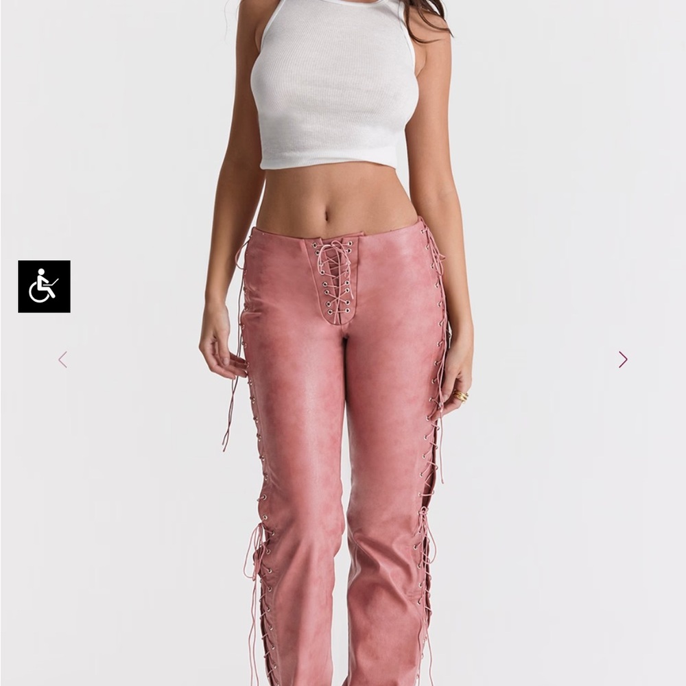 Drew House of CB Pink vegan leather Lace-Up Trousers